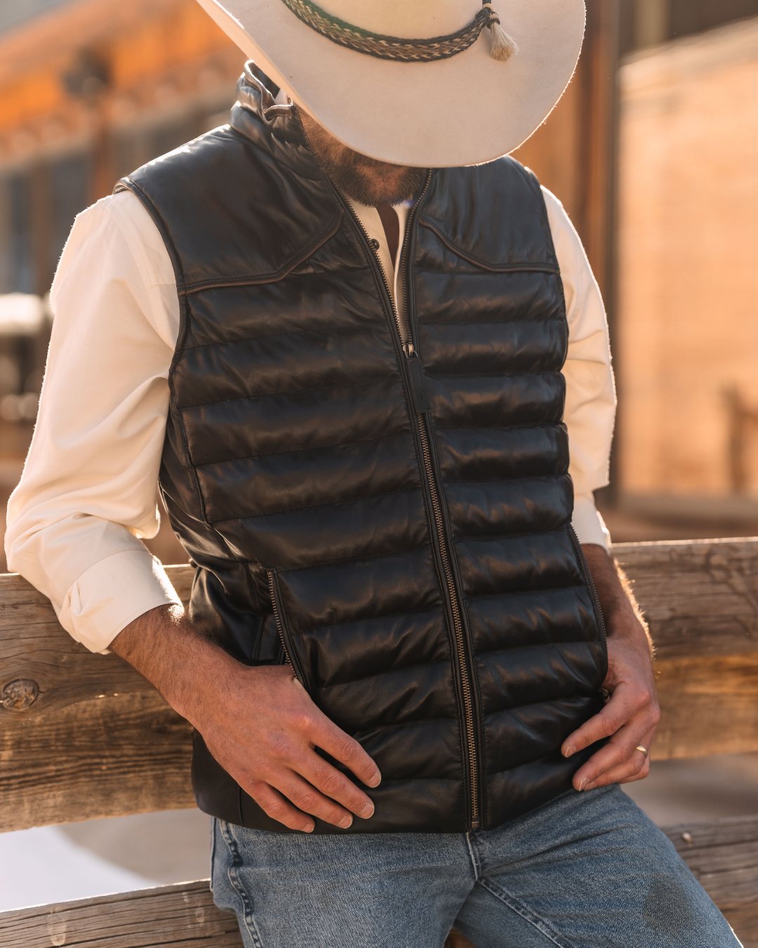 Maverick Leather Vest - Cannon Black