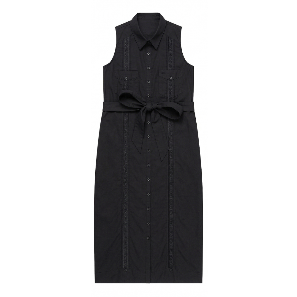 Tejas Guayabera Dress Midi Length - Diablo