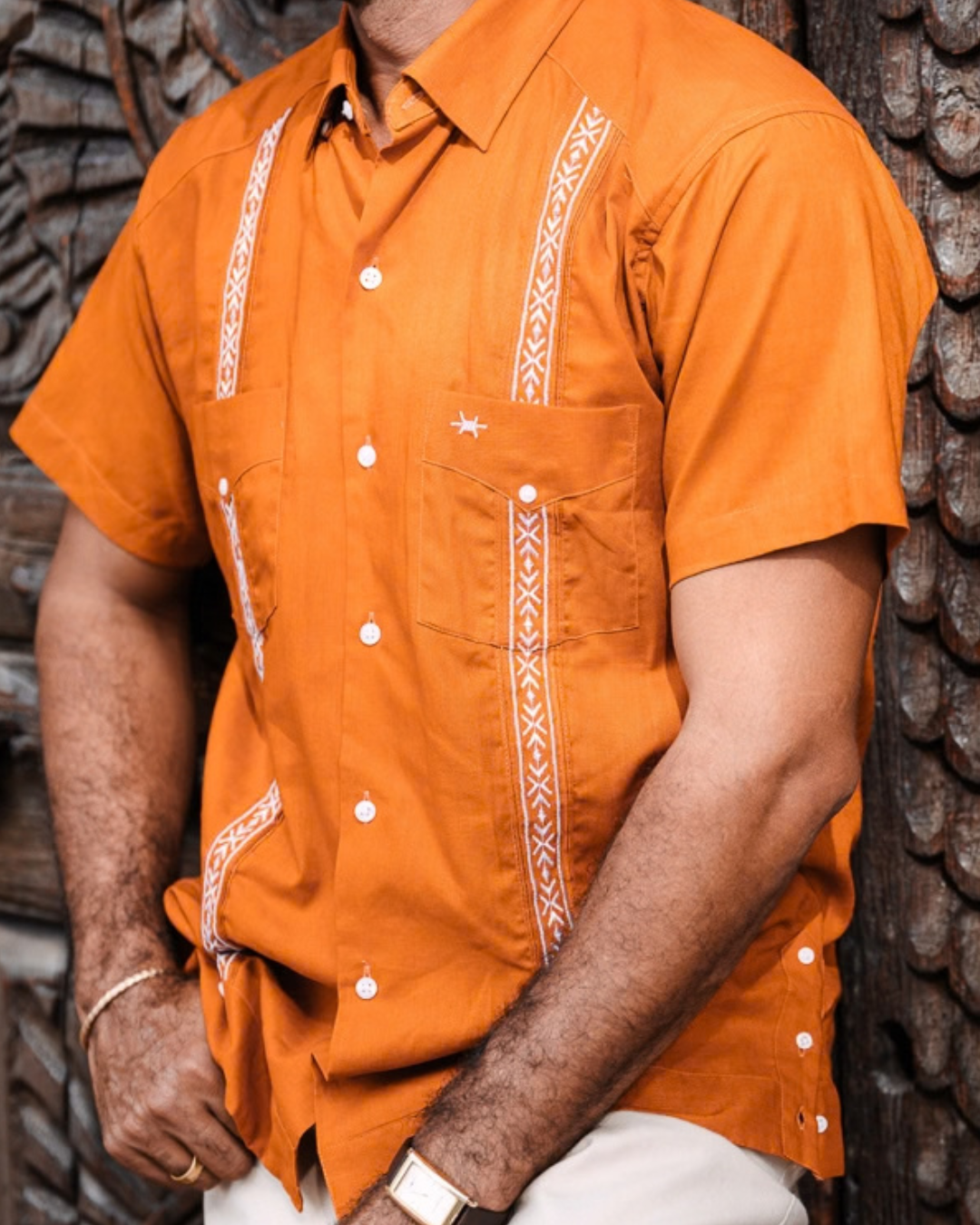Tejas Guayabera - Burnt Orange