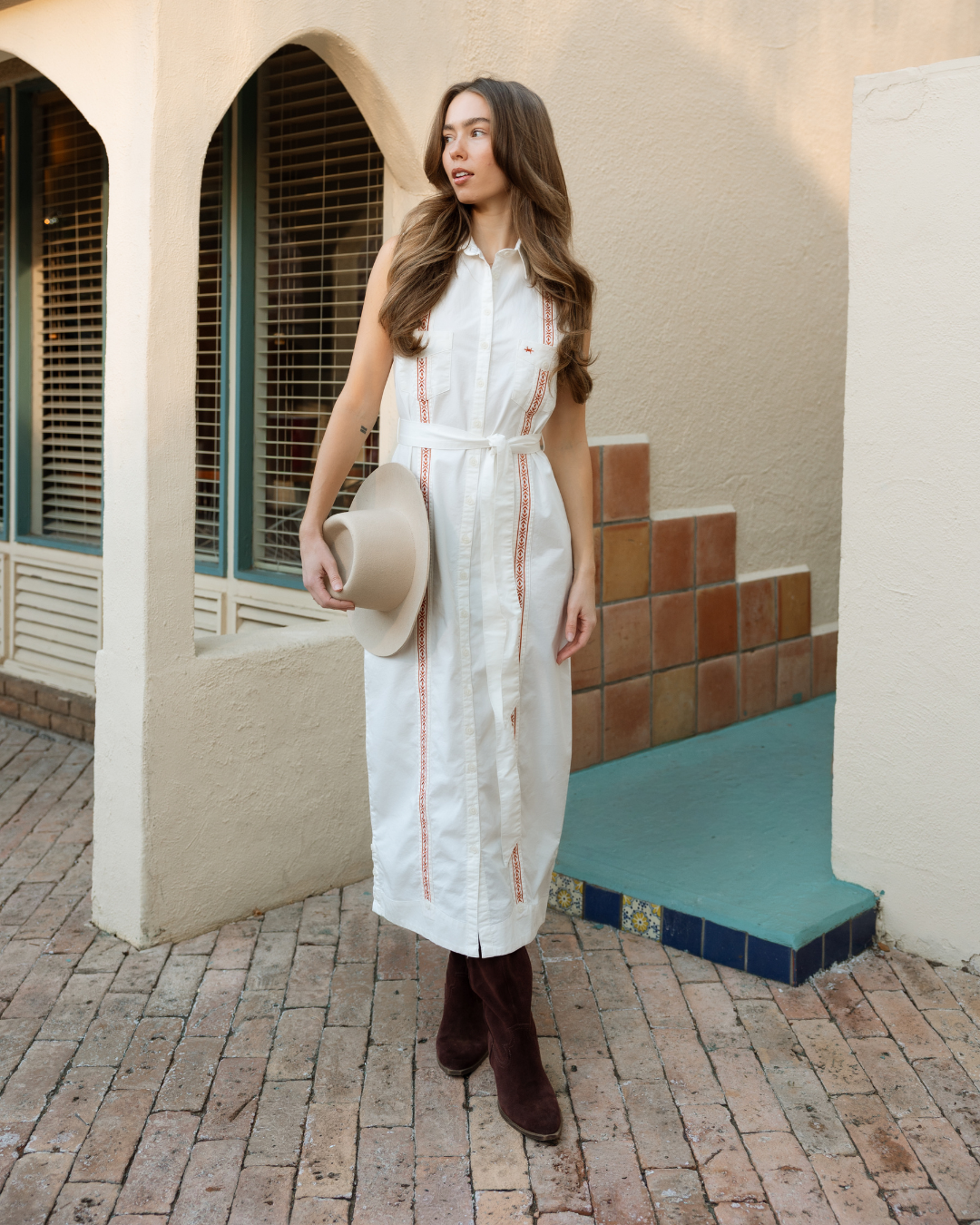 Tejas Guayabera Dress Midi Length - Gabriel