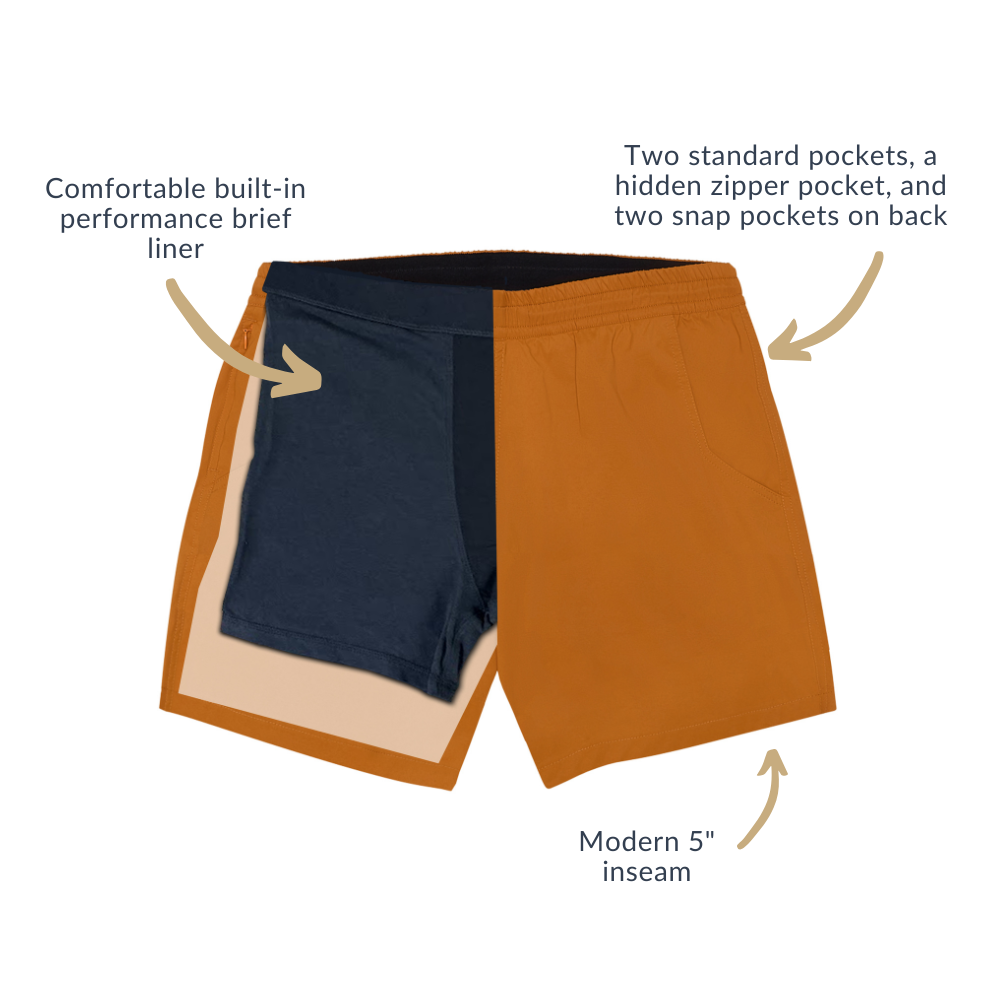 Waterloo Swim Shorts - 5 in Inseam - Burnt Orange