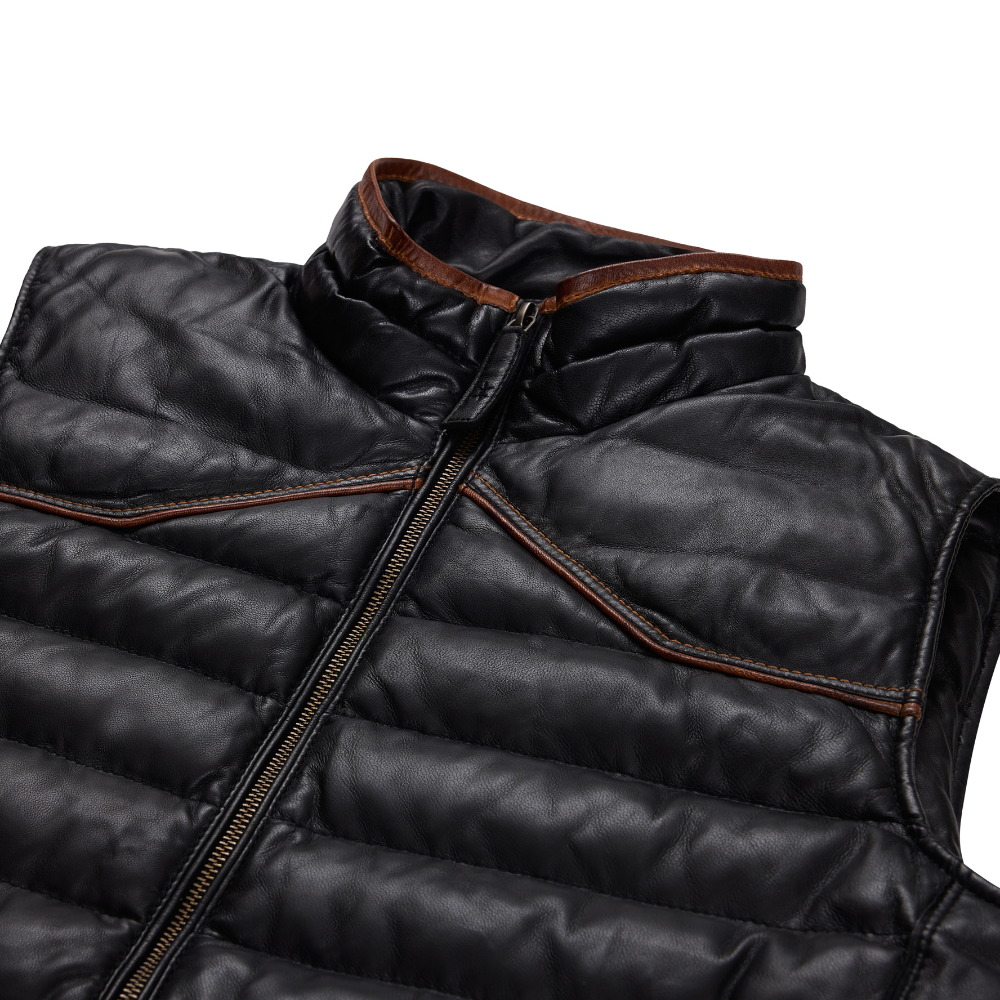 Maverick Leather Vest - Cannon Black