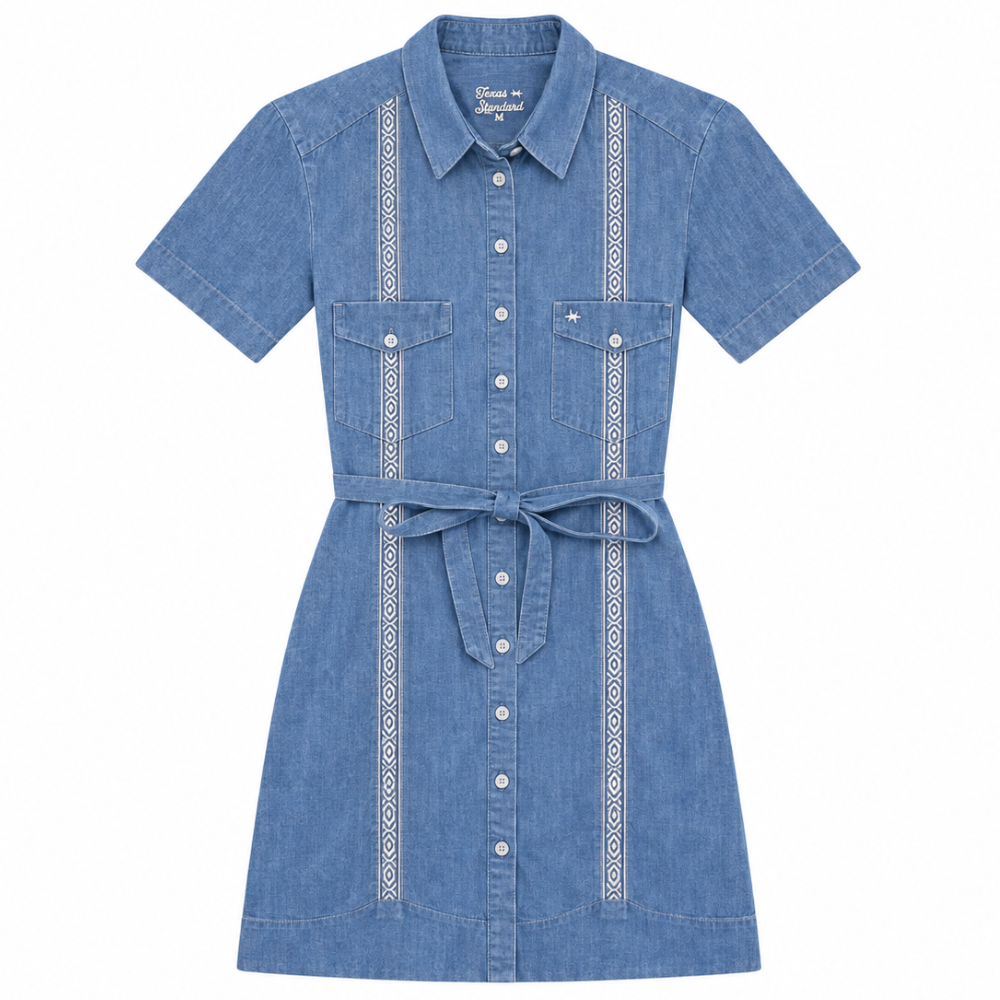 Tejas Guayabera Dress - Chambray