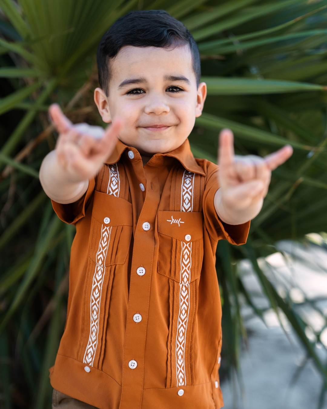 Guayabera Libre Kids - Burnt Orange