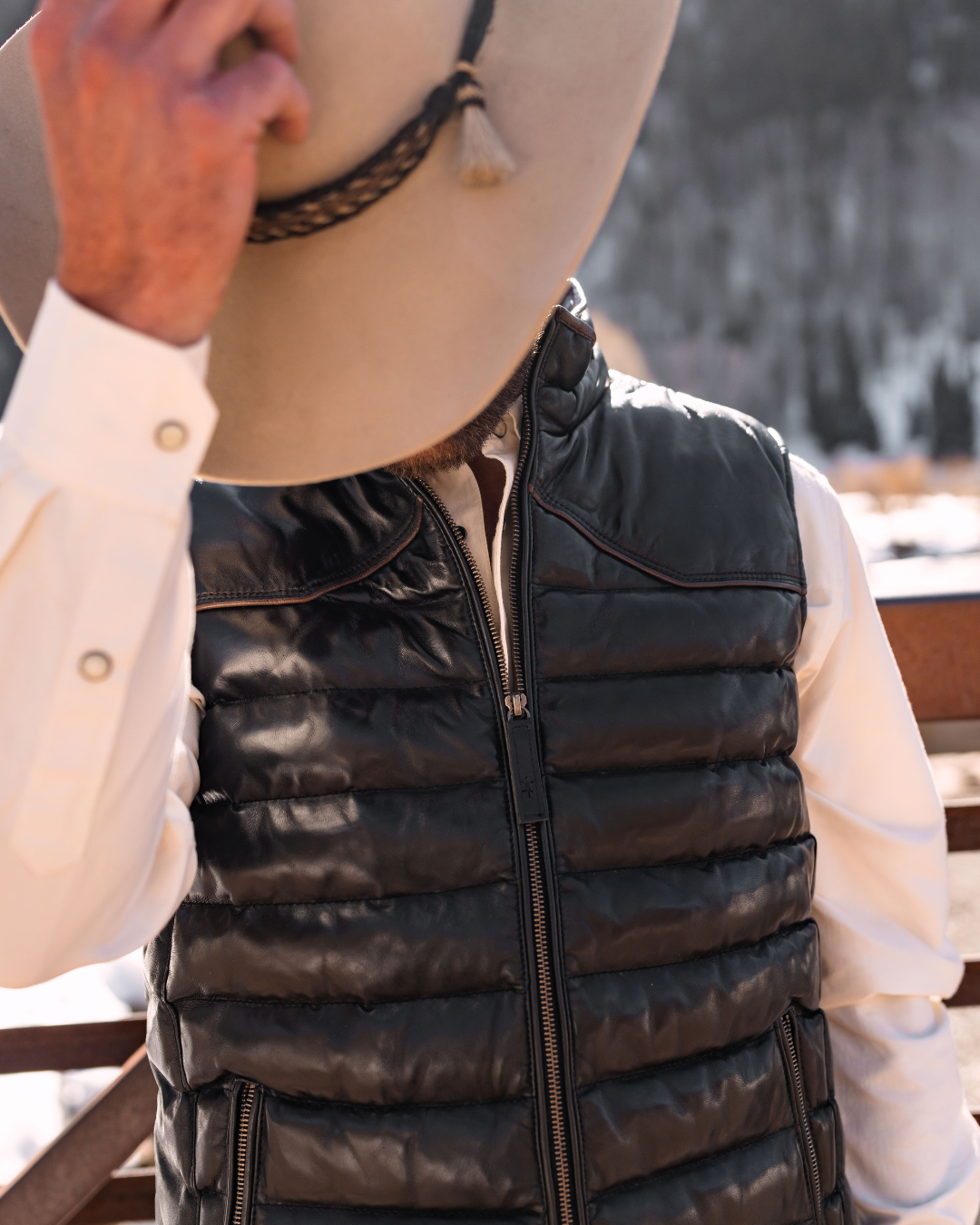 Maverick Leather Vest - Cannon Black