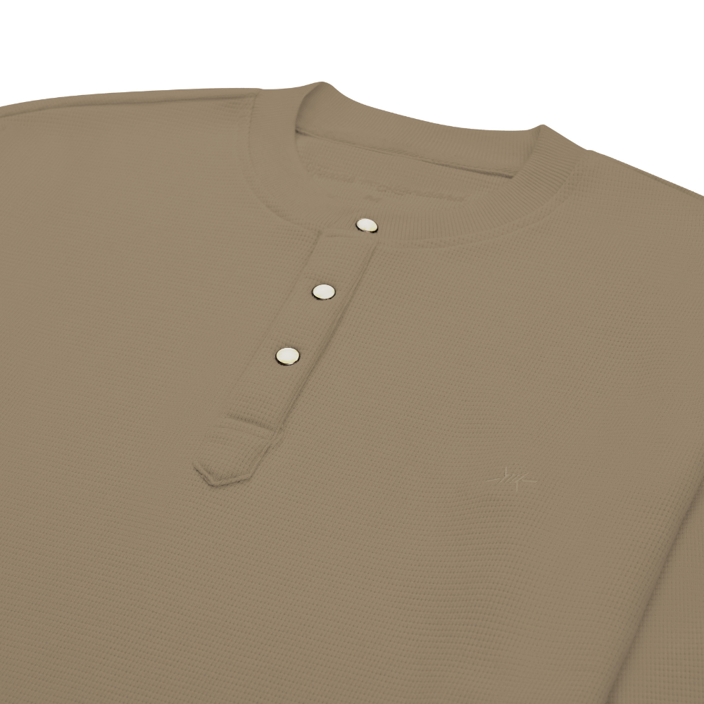 Standard Waffle Henley - Pecan Brown