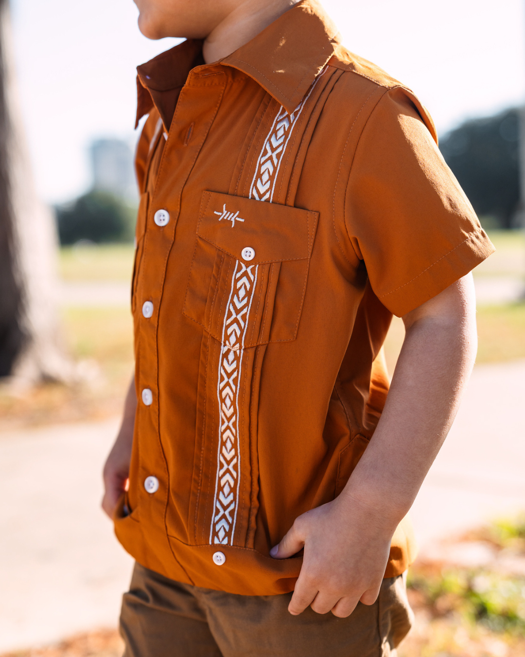Guayabera Libre Kids - Burnt Orange