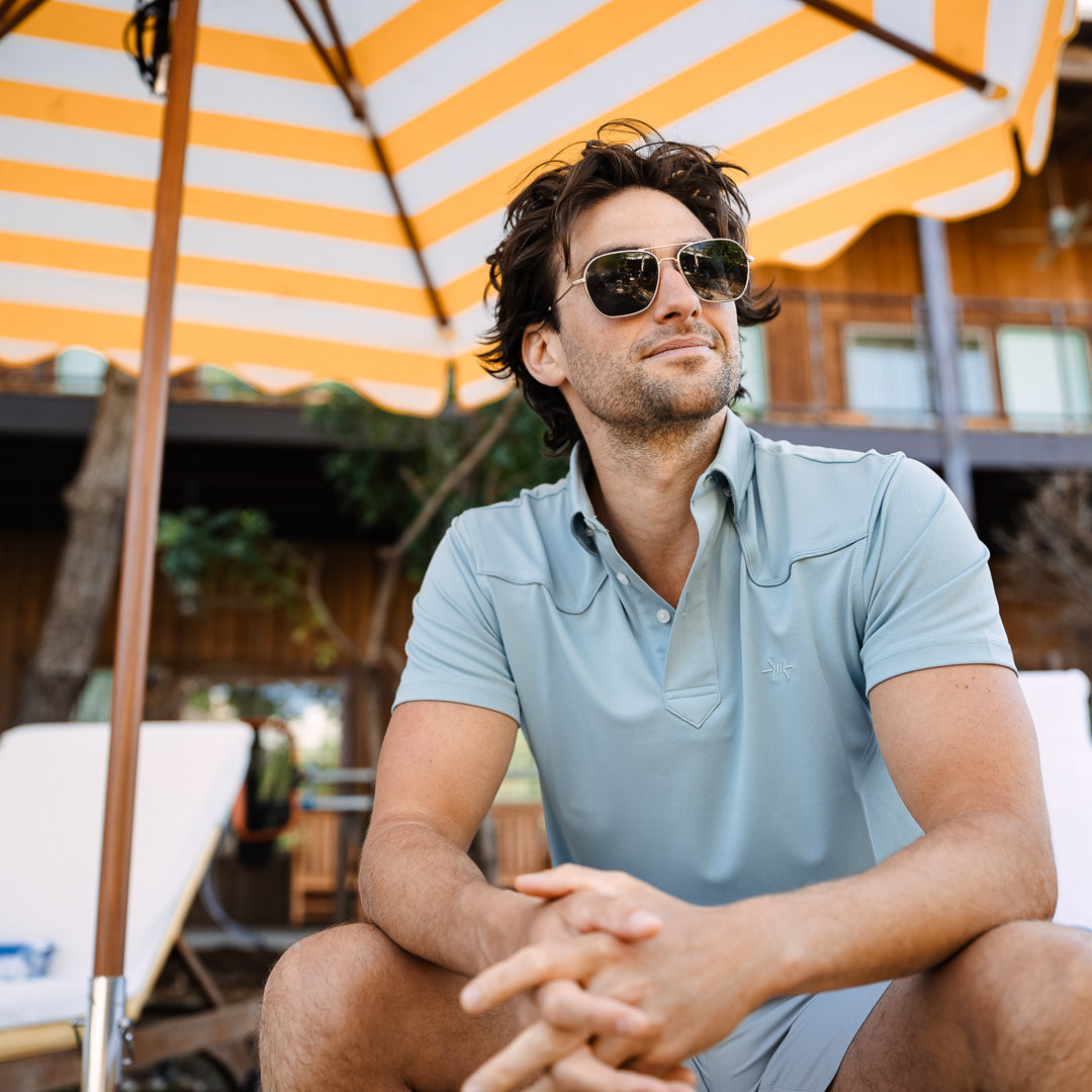 Lariat Western Polo - Bayou Blue