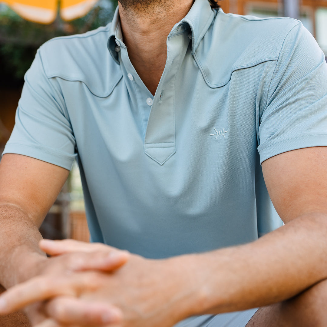 Lariat Western Polo - Bayou Blue