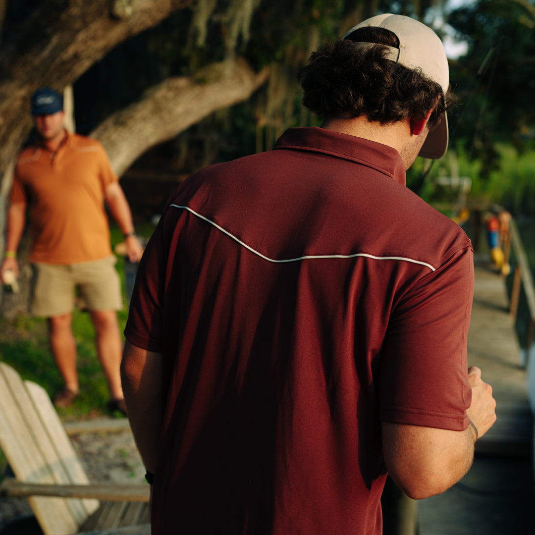 Lariat Western Polo - Maroon