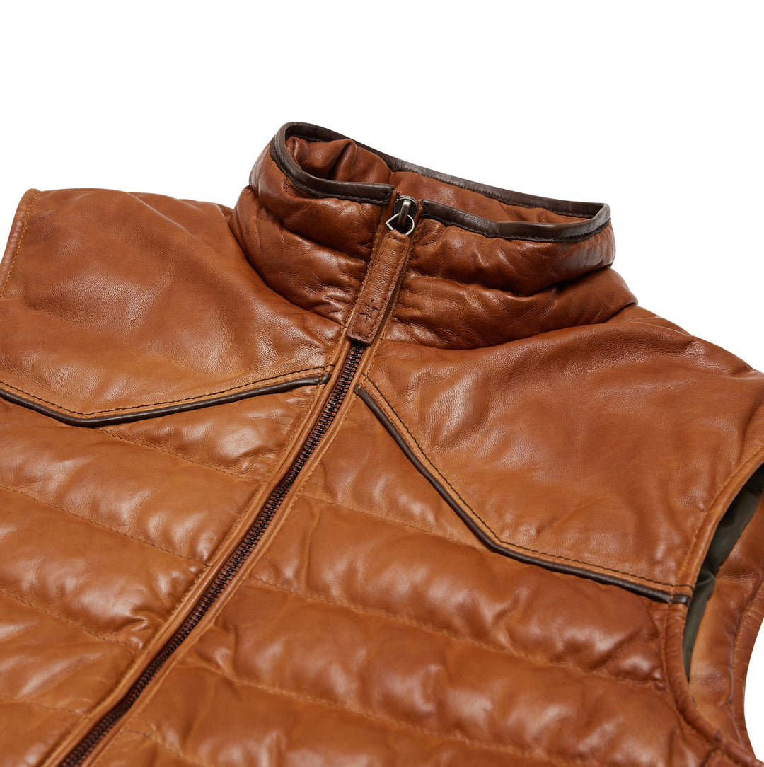 Maverick Leather Vest - Cognac