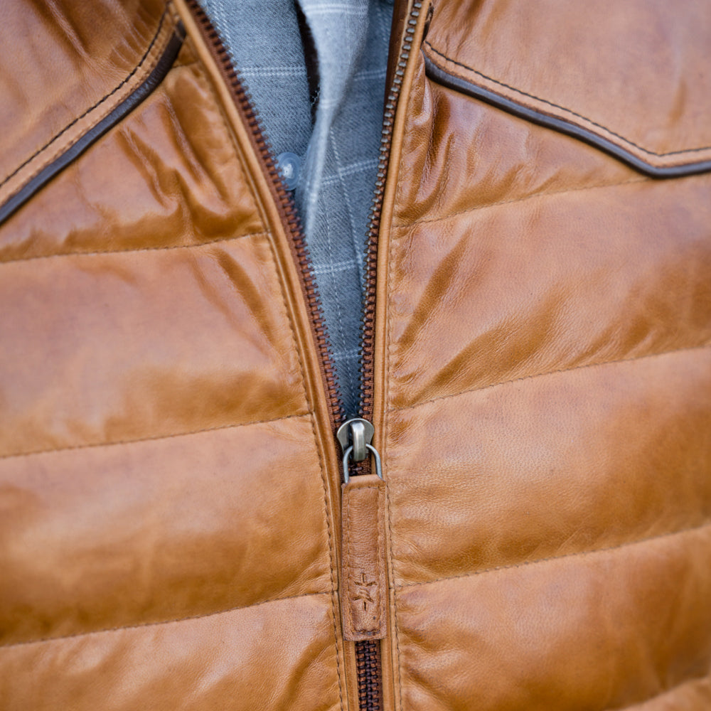 Maverick Leather Vest - Cognac