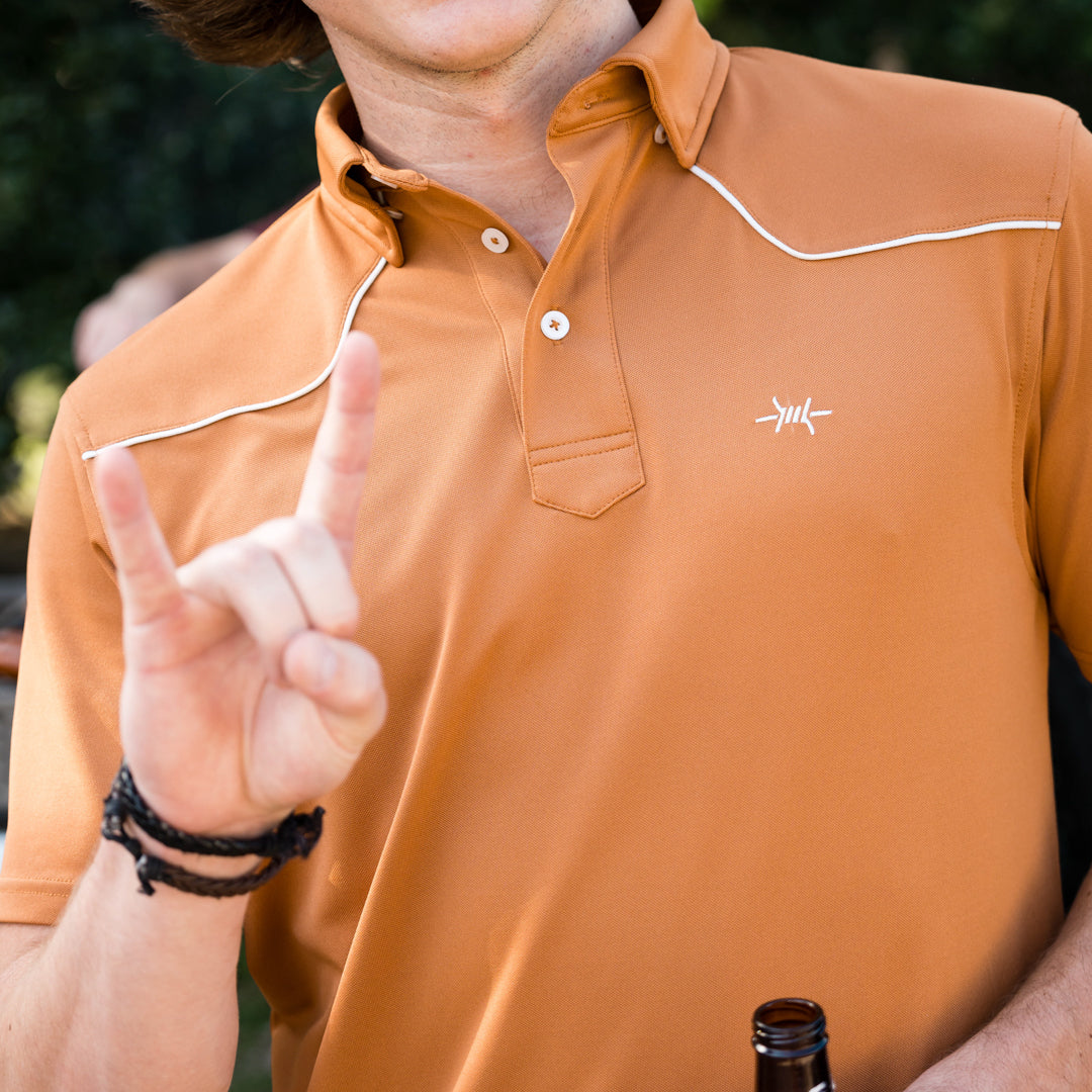 Lariat Western Polo - Burnt Orange