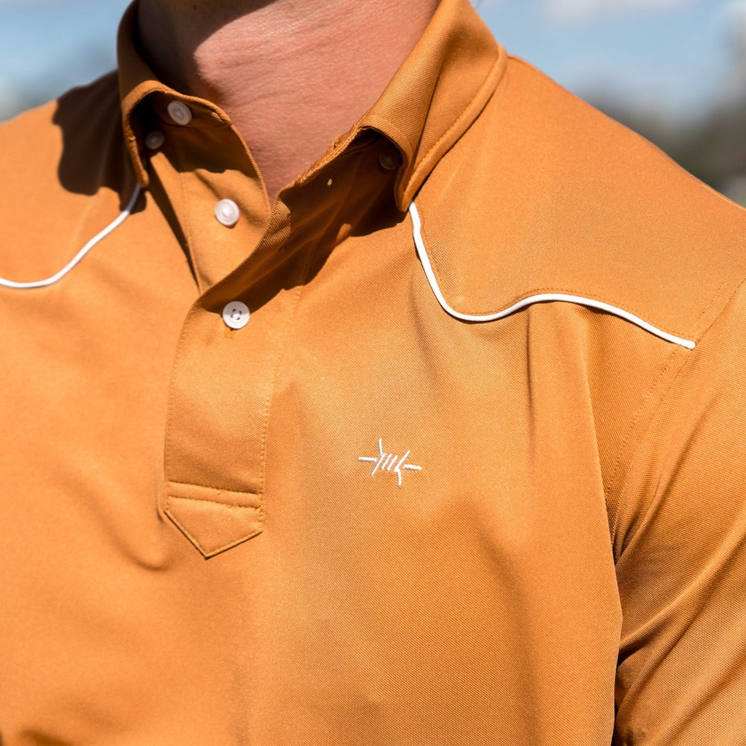 Lariat Western Polo - Burnt Orange