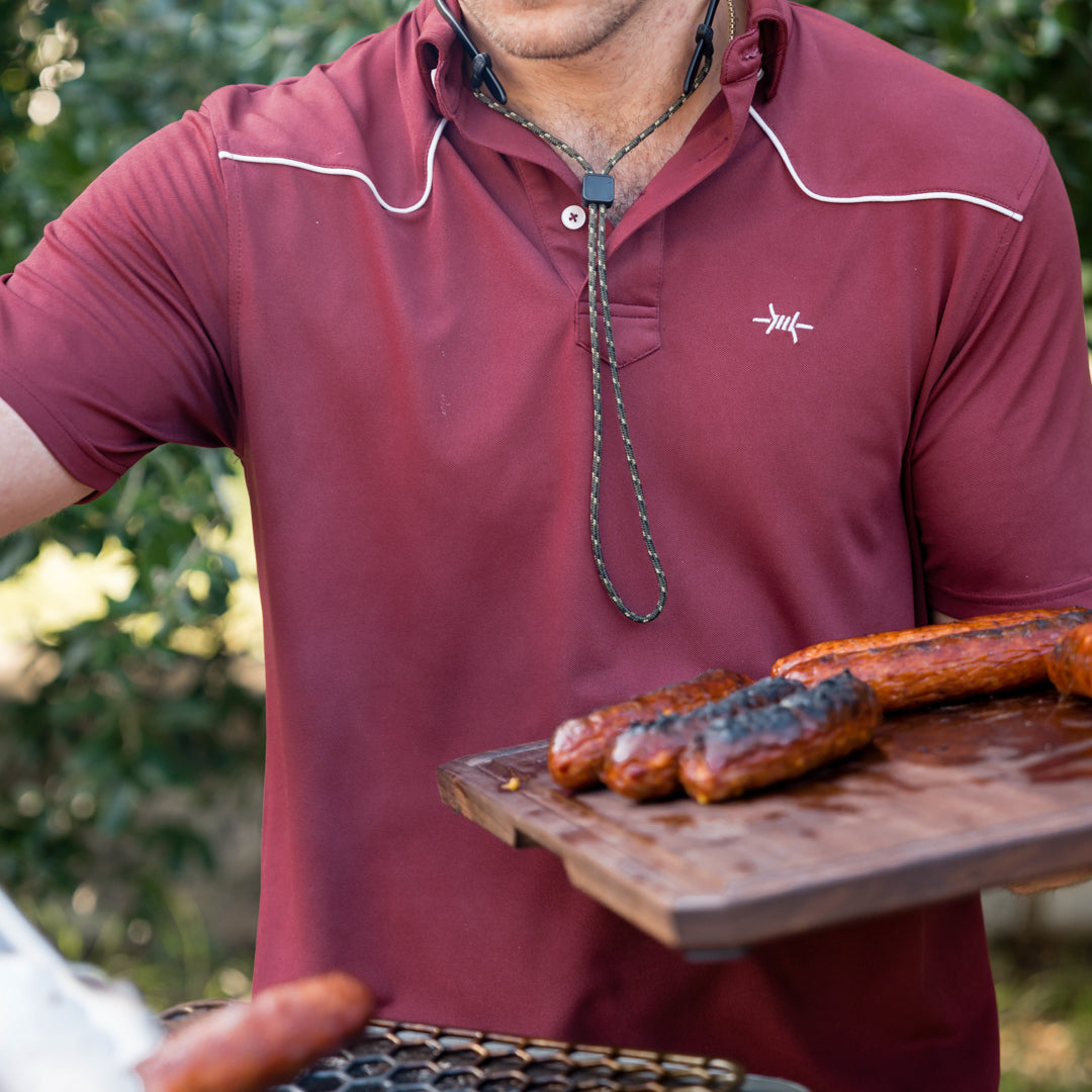 Lariat Western Polo - Maroon
