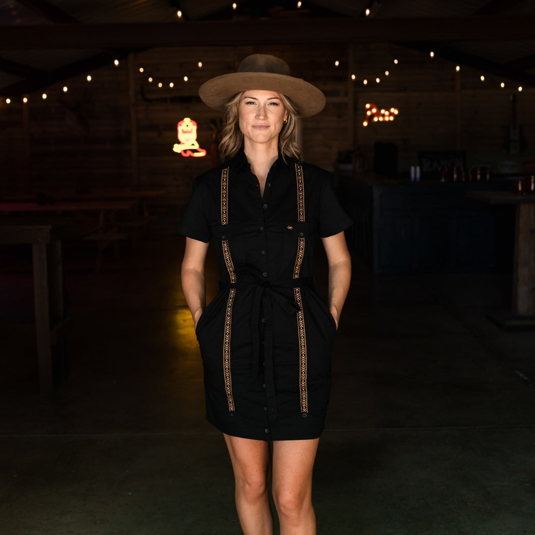 Tejas Guayabera Dress - Diablo Oro