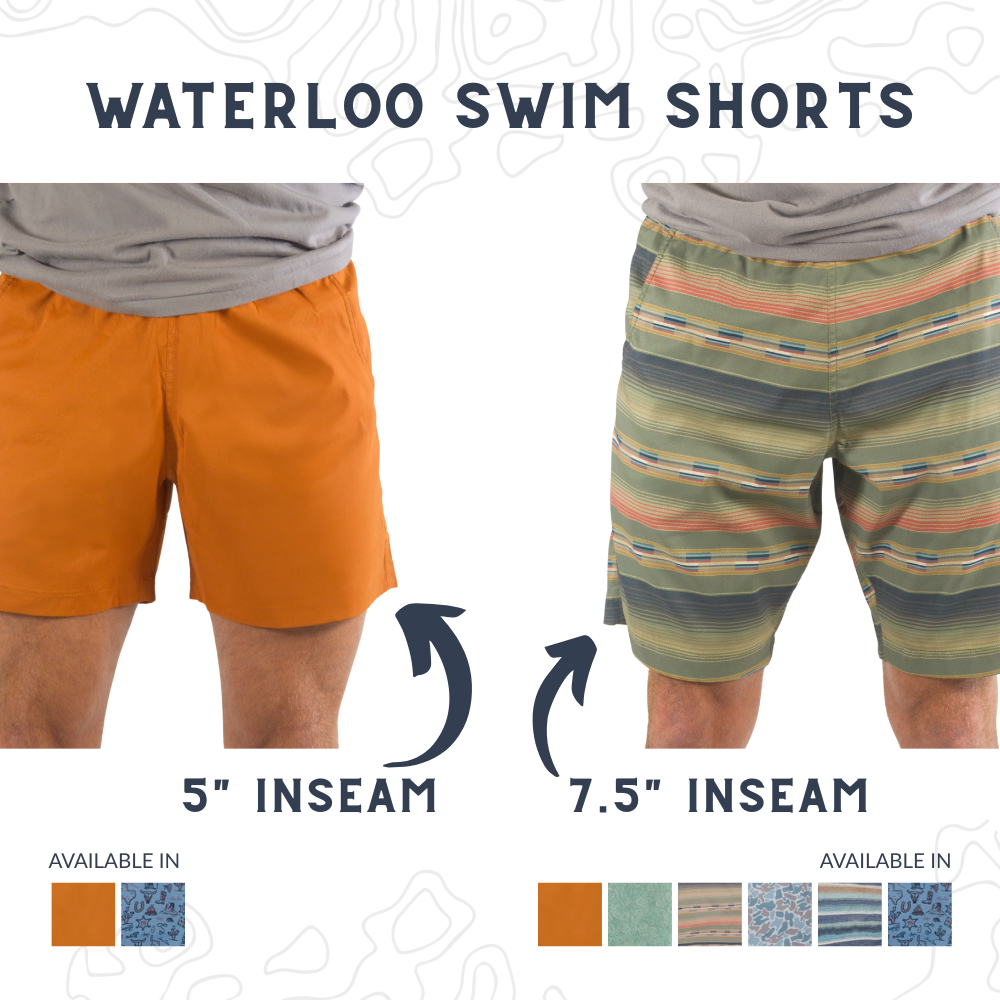 Waterloo Swim Shorts - 7.5 in Inseam - Burnt Orange