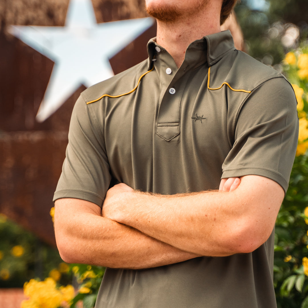 Lariat Western Polo - Agave Green