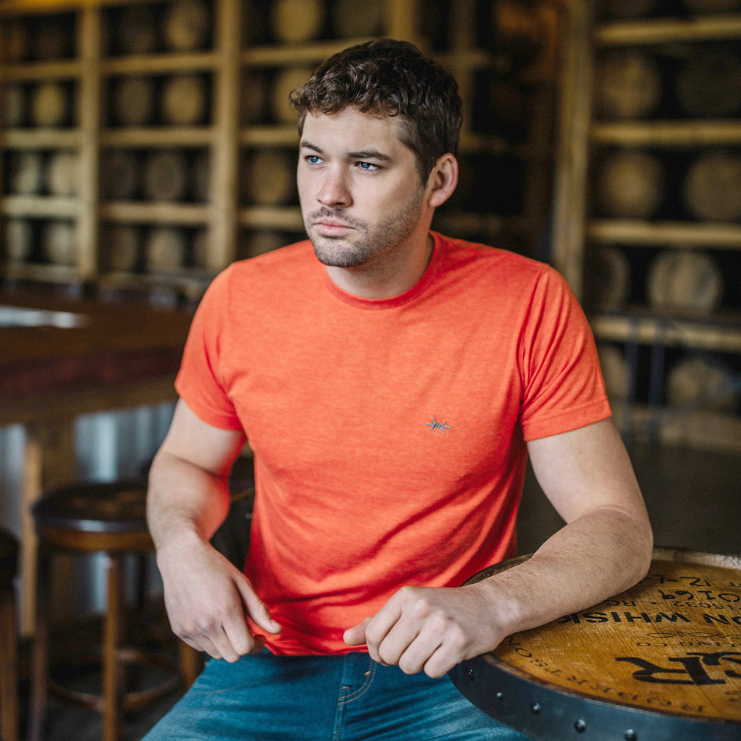 Performance Hybrid Tee - Heather Orange - Texas Standard