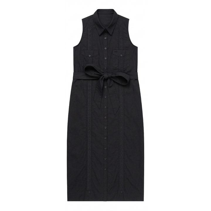 Tejas Guayabera Dress Midi Length - Diablo