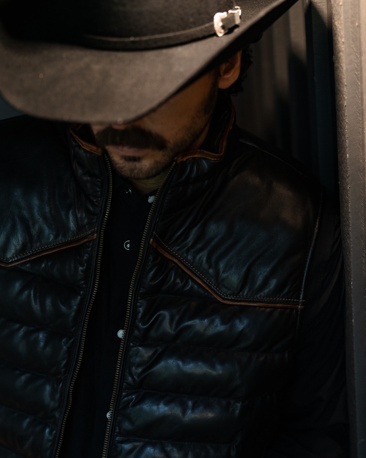 Maverick Leather Vest - Cannon Black