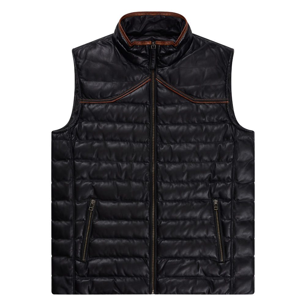 Maverick Leather Vest - Cannon Black