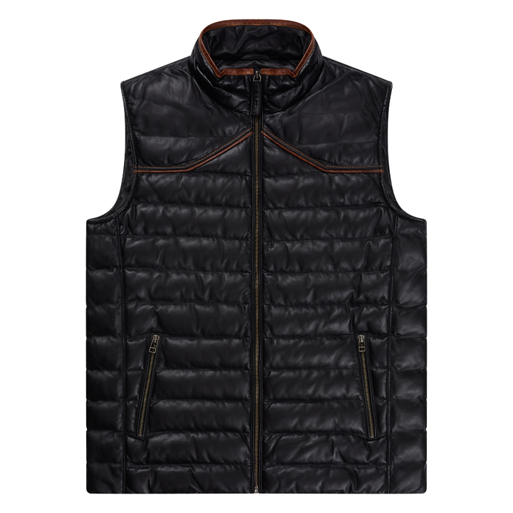 Maverick Leather Vest - Cannon Black