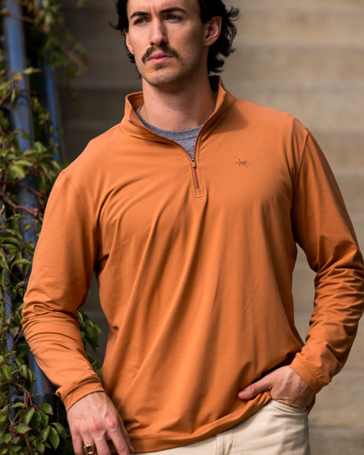 Performance Hybrid Quarter Zip - Burnt Orange