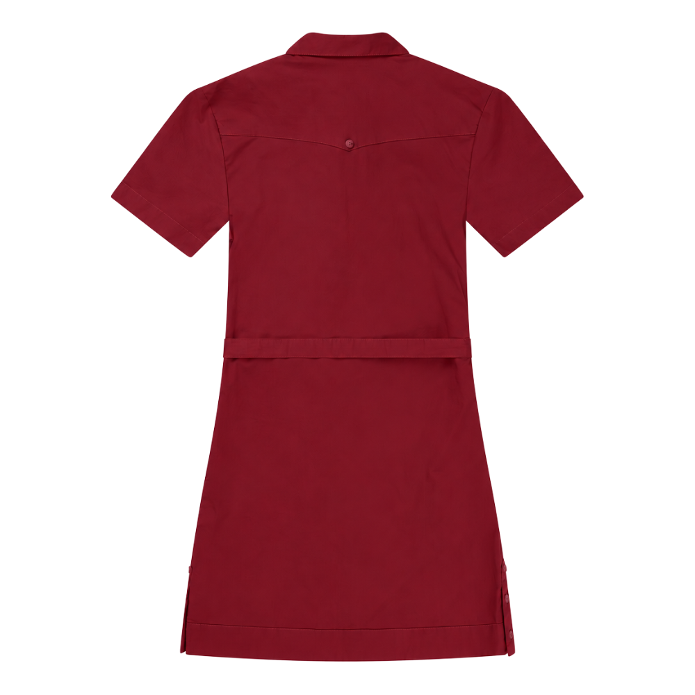 Tejas Guayabera Dress - Maroon