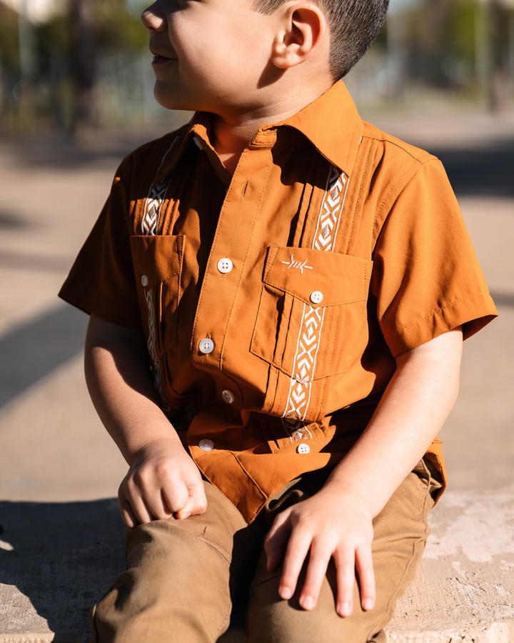 Guayabera Libre Kids - Burnt Orange