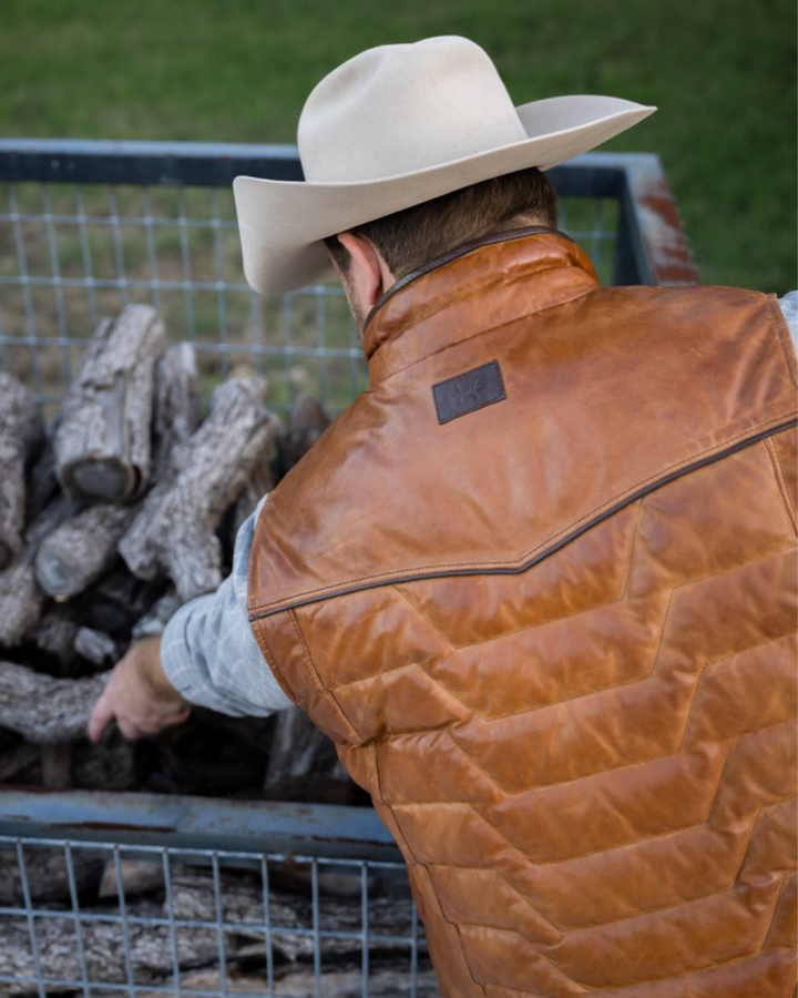 Maverick Leather Vest - Cognac
