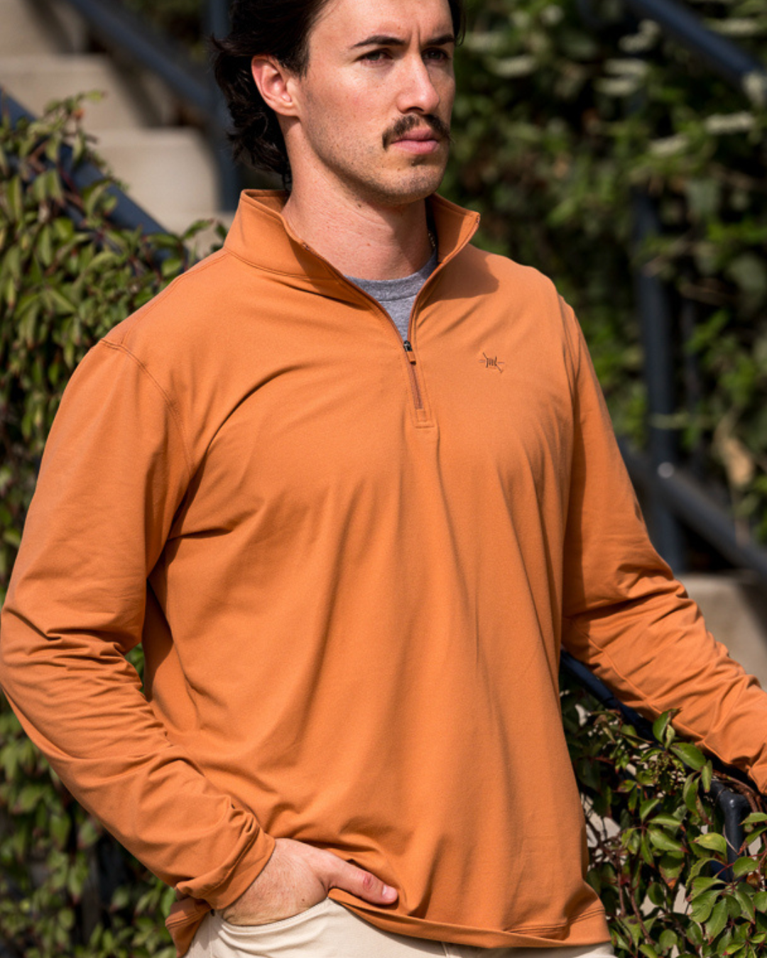 Performance Hybrid Quarter Zip - Burnt Orange