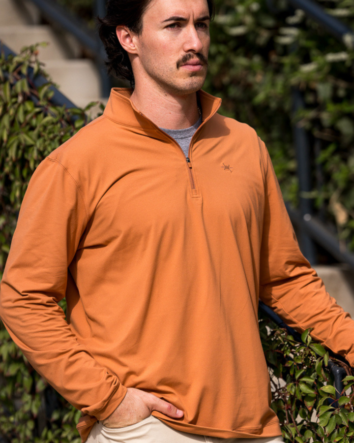 Performance Hybrid Quarter Zip - Burnt Orange