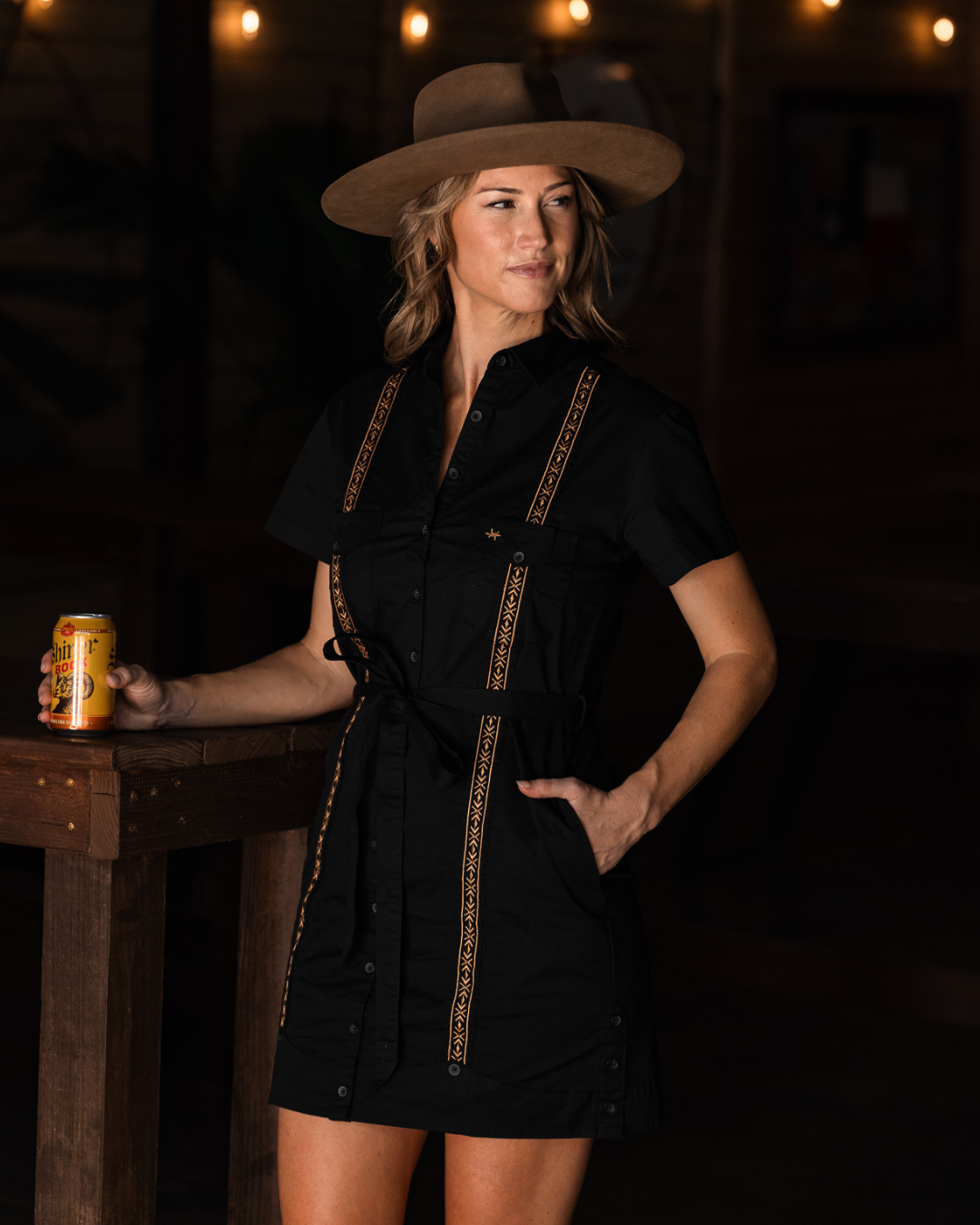 Tejas Guayabera Dress - Diablo Oro