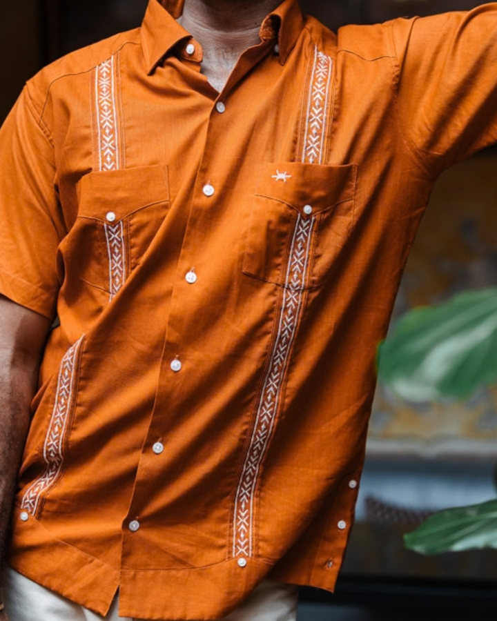 Tejas Guayabera - Burnt Orange