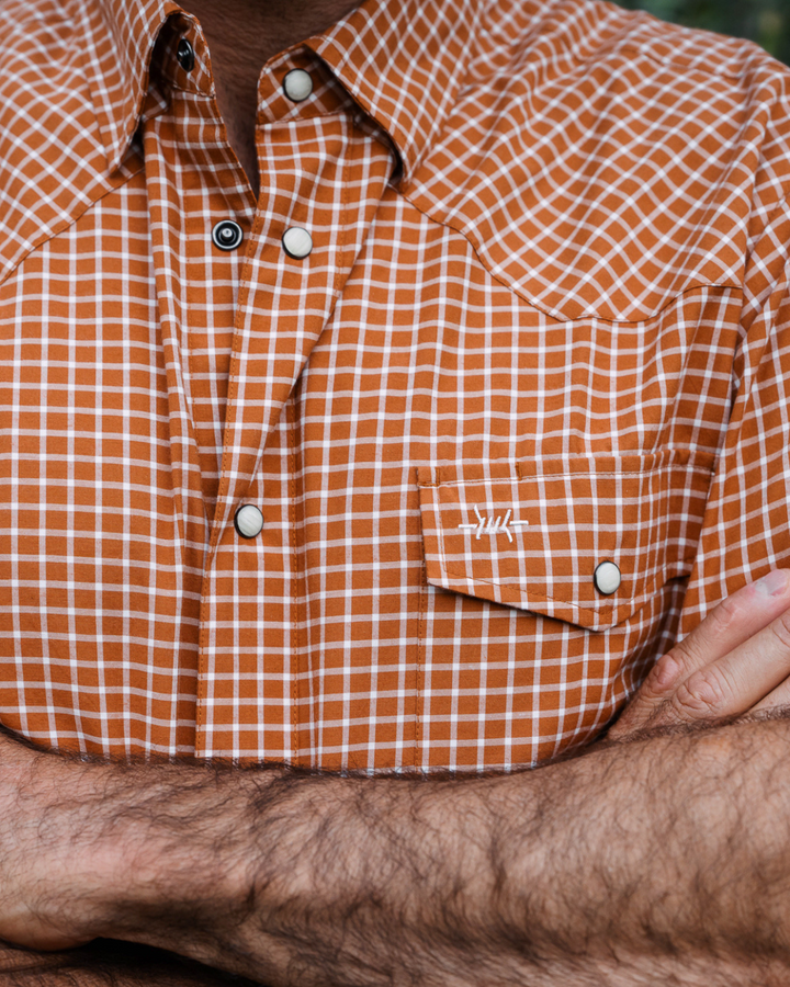 Western Field Shirt - Short Sleeve - Burnt Orange Check