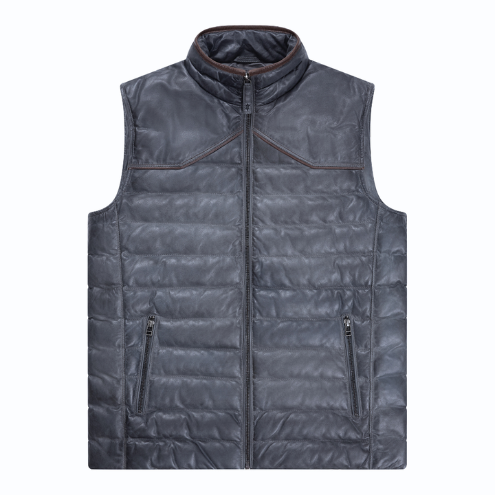 Maverick Leather Vest - Slate