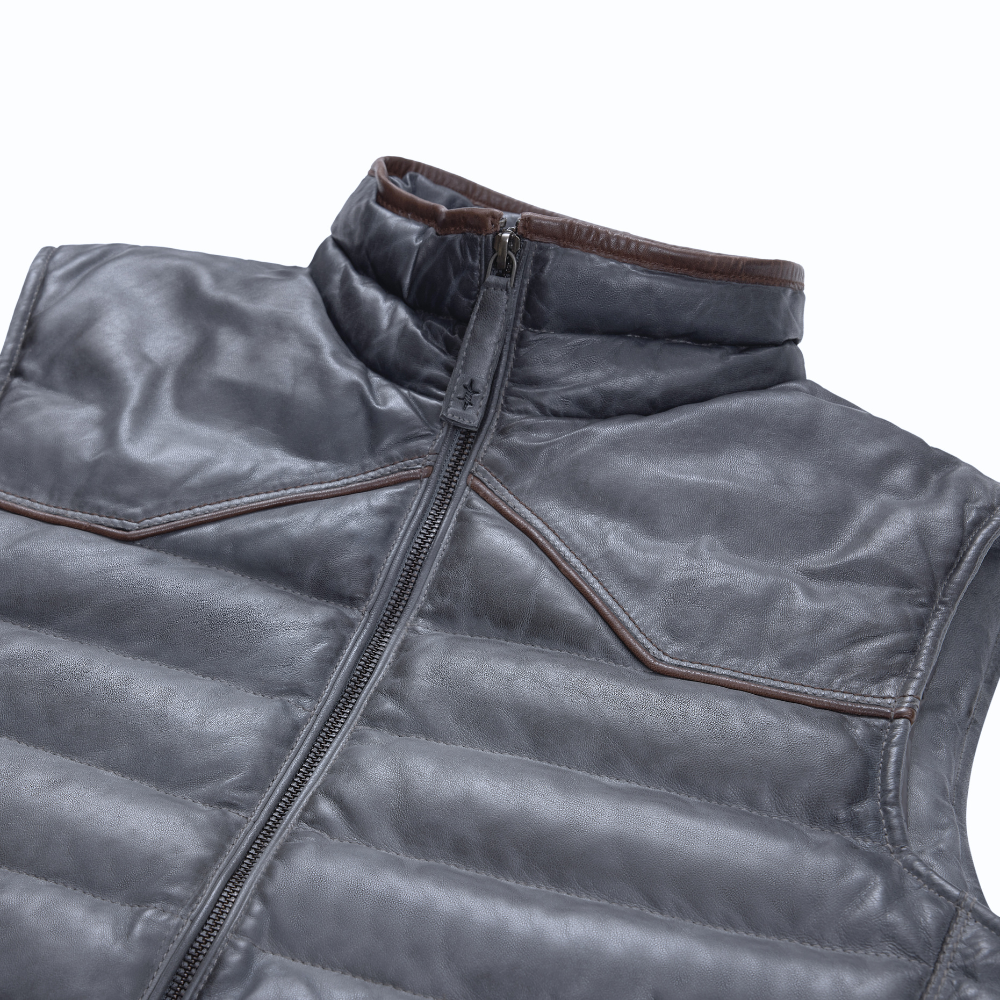 Maverick Leather Vest - Slate