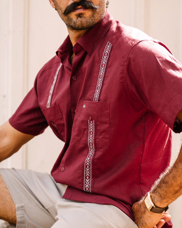 Tejas Guayabera - Maroon