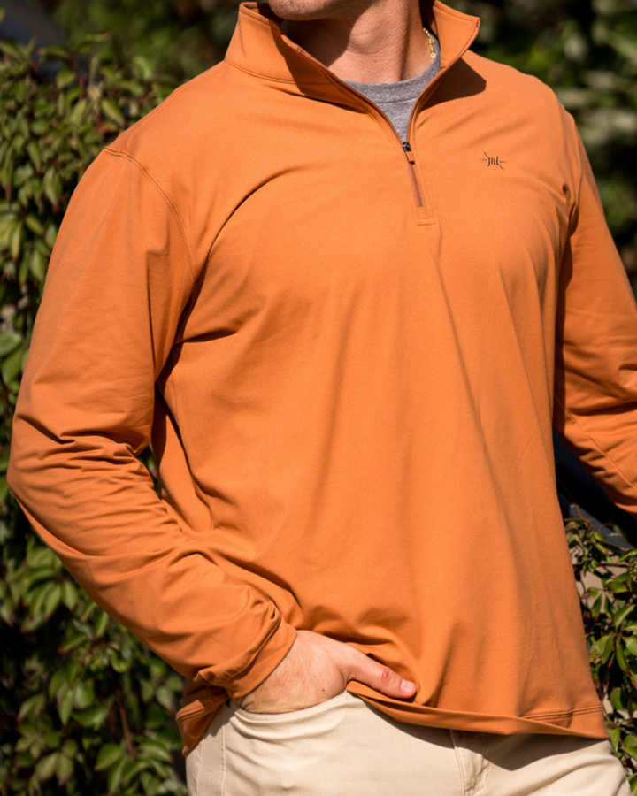 Performance Hybrid Quarter Zip - Burnt Orange