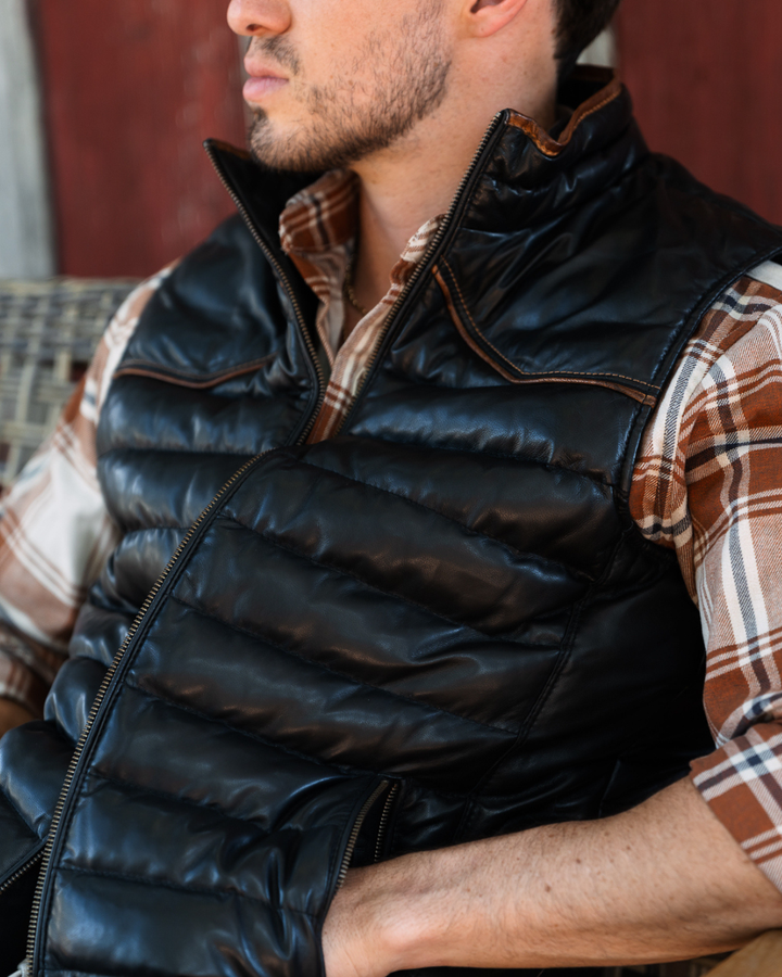 Maverick Leather Vest - Cannon Black