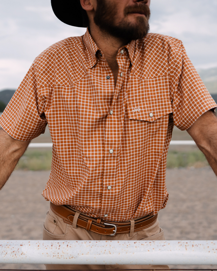 Western Field Shirt - Short Sleeve - Burnt Orange Check