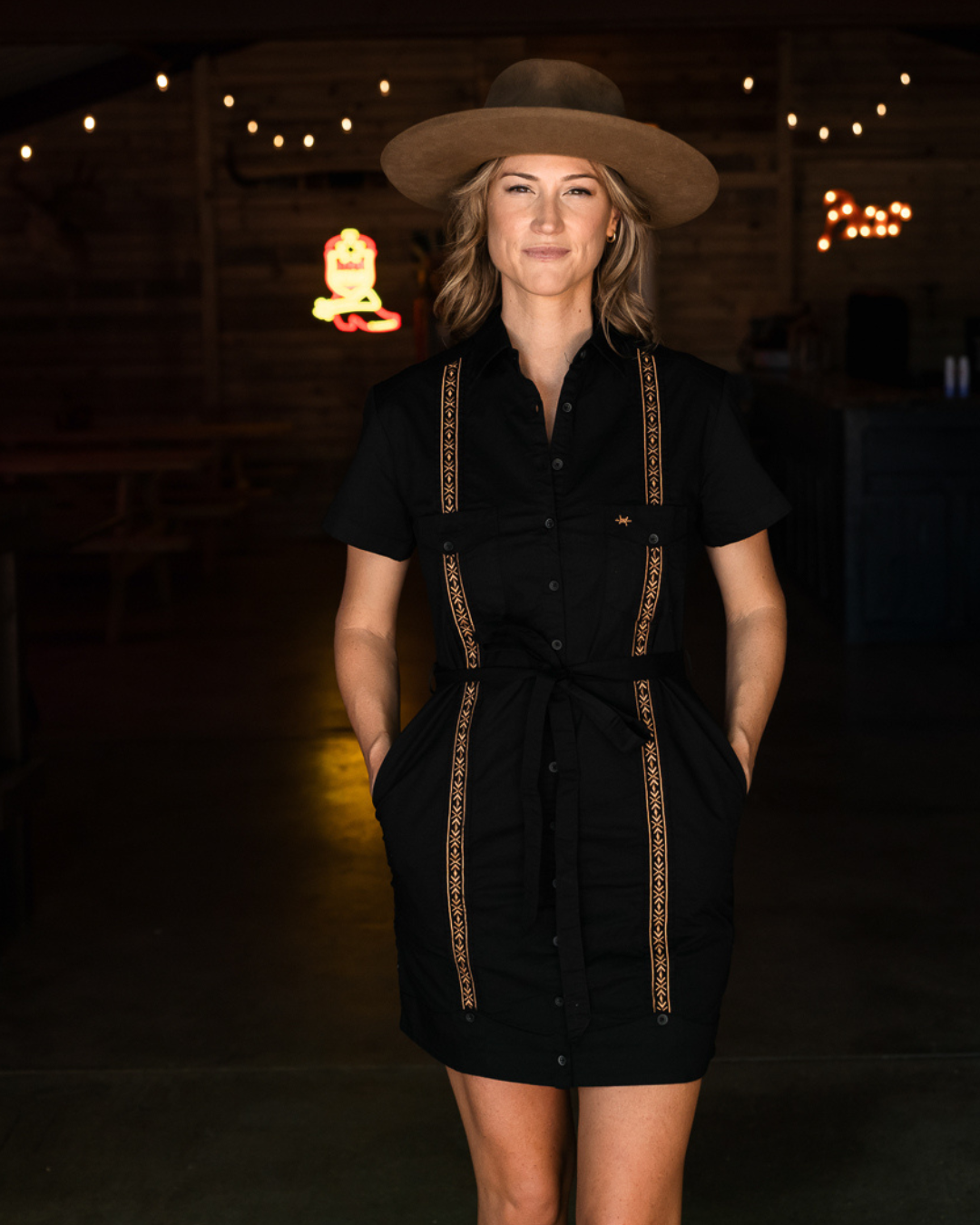 Tejas Guayabera Dress - Diablo Oro