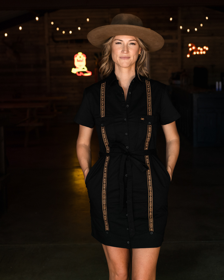 Tejas Guayabera Dress - Diablo Oro