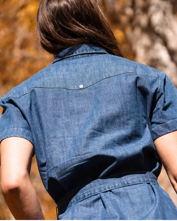 Tejas Guayabera Dress - Chambray