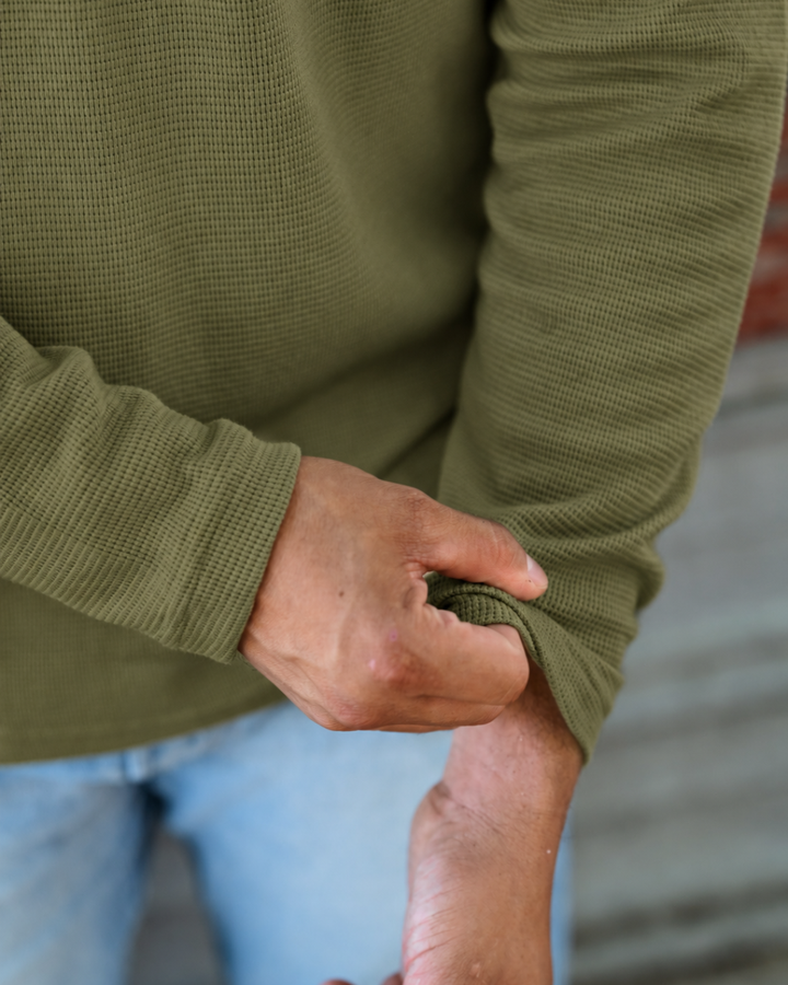 Standard Waffle Henley - Guadalupe Green