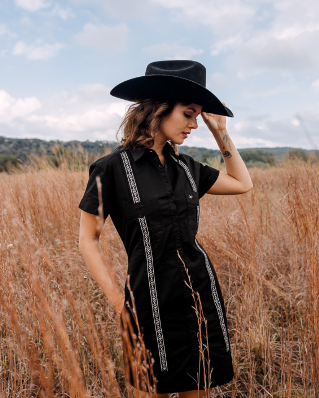 Tejas Guayabera Dress - Diablo Plata