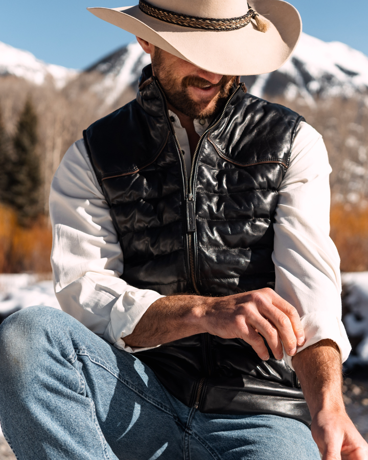 Maverick Leather Vest - Cannon Black