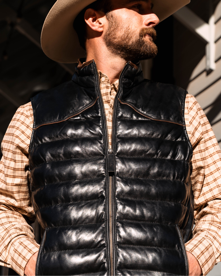 Maverick Leather Vest - Cannon Black