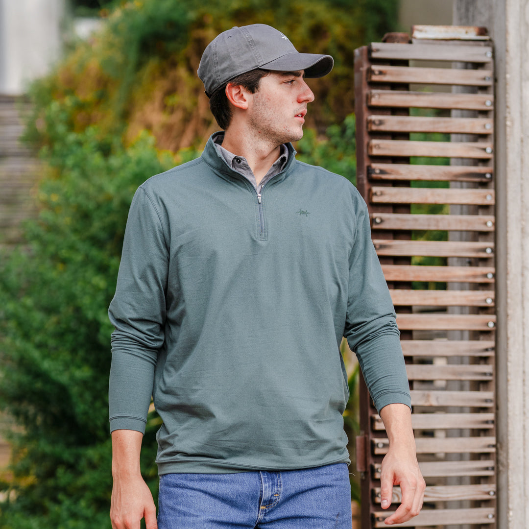 Performance Hybrid Quarter Zip - Hunter Green